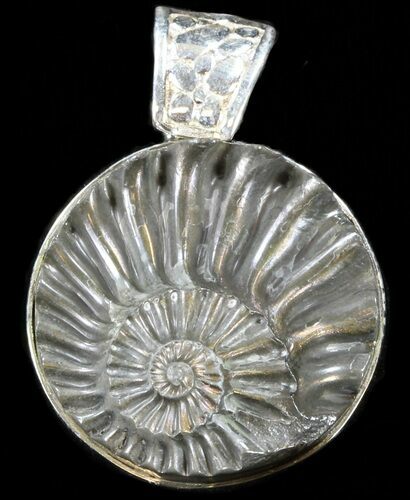 Pyrite Ammonite Fossil Pendant - Sterling Silver #37970